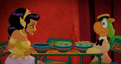 Hola.
(giggles) - Legend of the Three Caballeros