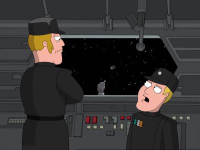 Hold your fire.
There's no life-forms aboard. - Family Guy