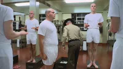 Holy JesusWhat is thatWhat the fuck is thatWhat is that private pyleSir a jelly doughnut sirA jelly doughnut Sir yes sirHow did it get here Sir I took it from the mess hall sirIs chow allowed in the barracks private pyleSir no sir Are you allowed to eat - Full Metal Jacket