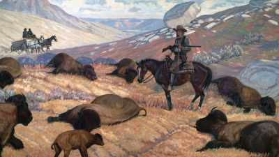 [Horse whinnies]
Behind them came - The American Buffalo