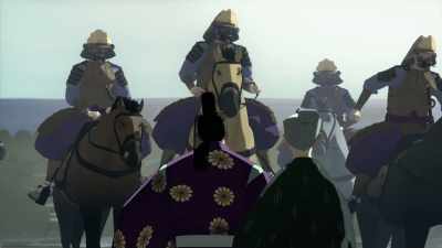 -[horses neighing]
-[hoofbeats receding] - BLUE EYE SAMURAI