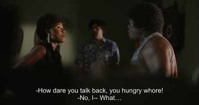 - How dare you talk back, you hungry whore!
- No, I... What... - Swallow