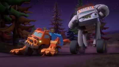 -How's it going on the Mountain Road?
-No meteors over here yet. - Mighty Monsterwheelies