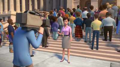 - Huh. Honestly,
how did that sound? - (camera beeps) - Megamind vs. the Doom Syndicate
