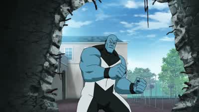 Huh? Now! While he's distracted! This floor looks clear. I'll go up, you go down. - Invincible