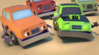 -Huh?
-Uh… - Mighty Monsterwheelies