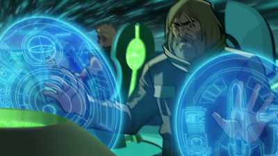 Hull integrity diminishing.
Breach in five seconds. - Green Lantern: Beware My Power