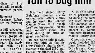 I also got a number
of letters protesting - The Sit-In: Harry Belafonte Hosts The Tonight Show