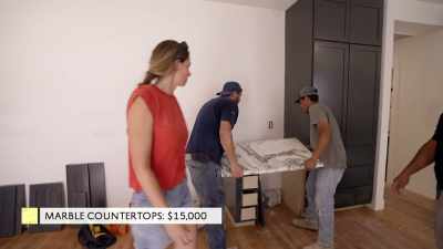 I am so incredibly stoked
about these marble
countertops. - Why the Heck Did I Buy This House?