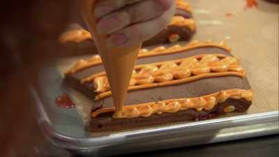  I am using thicker
 consistency icing - Halloween Cookie Challenge