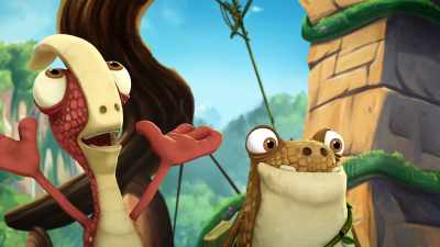 -I can!
-You go, Rocky! - Gigantosaurus