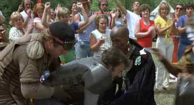 - I can't raise my arm, Merlin.
- Sit right down there. - Knightriders