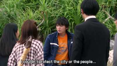 I couldn't protect the city...
Or its people. - Ultraman Geed the Movie: Connect! The Wishes!!