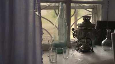 I cut up these little blue
bottles that Effie collected. - Scrap