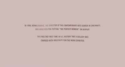 ♪ I danced myself
Right out the womb ♪ - Mapplethorpe
