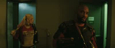 Oh. Wait here. Please. I don't wanna give this dude a heart attack. Okay? Aw, he's embarrassed of us - Suicide Squad