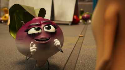 I eavesdropped
on the bun's polemic, - Sausage Party: Foodtopia