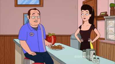 - or I end the fries-and-gravy train.
- Oh... Understood. - Corner Gas Animated