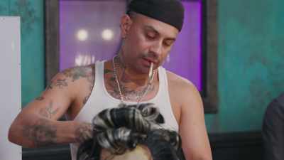 I glued on some blonde
tracks throughout the wig - The Boulet Brothers' Dragula: Titans