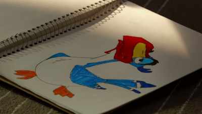 I go down, and I see he's been drawing, - Life, Animated