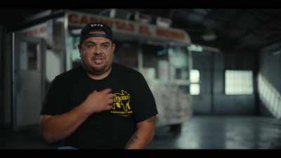 I was going like this.
My shirt, hat, that's it. - Street Food: USA