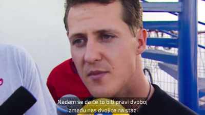 I hope it'll be a real duel
between us on the track, - Schumacher