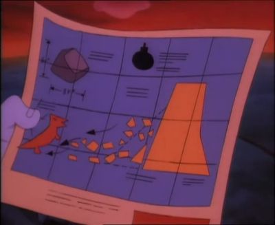 "Insert explosive charge
A into rock formation B." - Aladdin