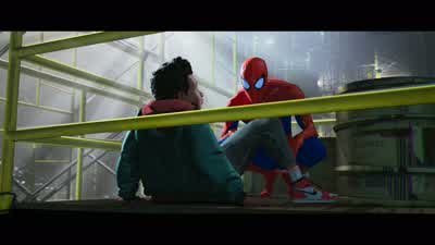 I just need to destroy this big machine real quick... - Spider Man: Into the Spider Verse
