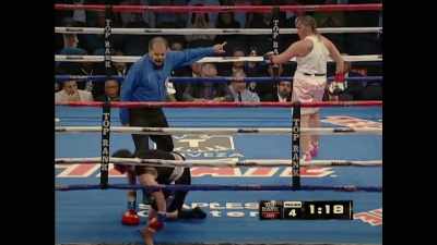 I knock her down. First time she's ever
been knocked down in her career. - Untold: Deal with the Devil