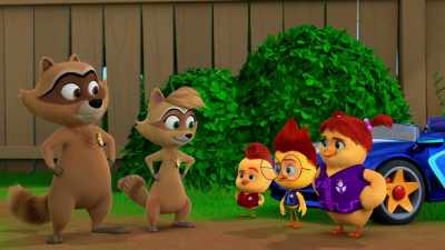 -I like the way you think.
-[music playing] - The Chicken Squad