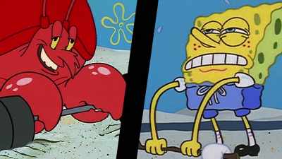 I mean Larry one upped
SpongeBob in front - SpongeBob DocuPants