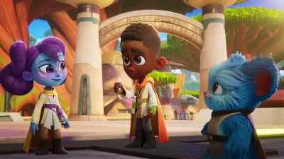 I need to stay with the ship.
Call me on this comm if you need any help. - Star Wars: Young Jedi Adventures