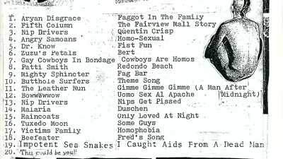 I had no problem like
putting in a band writing - Queercore: How to Punk a Revolution