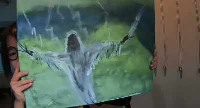 I painted a monster that I saw
in my scary visualization. - Smile or Hug