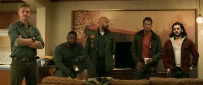 Morning sunshineEXHALESI really wish people would stop calling me thatCOYLE Chill heyLAUGHS I told you she'd grab it Ten bucksPay up WhooFuck it fuck it LAUGHINGWhere's my phone You're not gonna need thatCOCKS GUNCOYLE Oh that's not coolIt's okayI said - The Predator