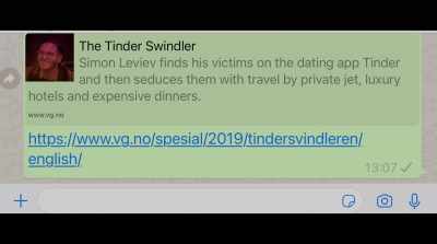 I sent the article to Simon,
and he started calling me. - The Tinder Swindler