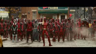 I take it they're not friendlyGoodness noSorry about this boys Mission overCause of death one hundred kill thirsty DeadpoolsThey're dumbBut they can fight Not me thoughWould love to get in the mixbut I have low bone density and I have to keep my face safe - Deadpool & Wolverine