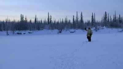 I THINK IT'S SAFE NOW.
I'M JUST GONNA SHOOT ACROSS. - The Last Alaskans