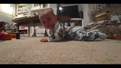 I think we thought
that he would be crawling by now, so... - Babies