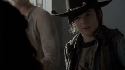 I thought you were organizing the foodEven betterCheck it outWhere did you get thisFrom the infirmaryWasn't much left but I cleared it outYou went by yourself YeahAre you crazyNo big deal I killed two walkersYou all right do you see thisThis was with the - The Walking Dead