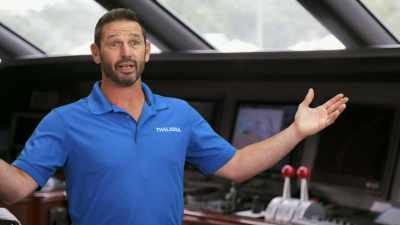 I used my bow thruster to come
over, I picked the runabouts. - Below Deck Down Under