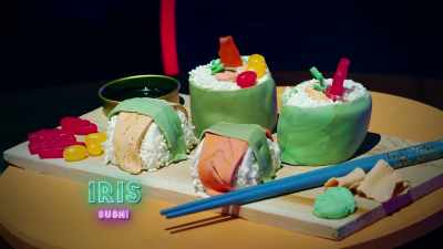 I used fondant, white
sprinkles for rice, - Craftopia