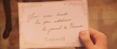 "I will make an appearance
to obtain the Bresson Diary." - Lupin III: The First