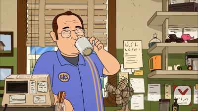 I'd say "lunatic" probably the best bet.
[sips, spits] - Corner Gas Animated