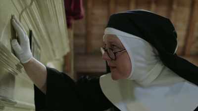  If by something you mean
 some kind of smudge, - Sister Boniface Mysteries