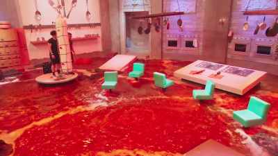 If they can both make it
to the butcher block - Floor Is Lava
