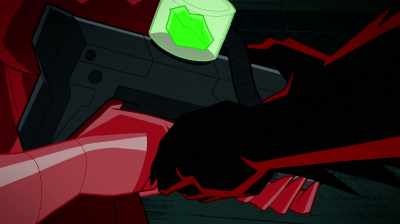 If we connect the emitter
to the Watchtower, - Justice League Action