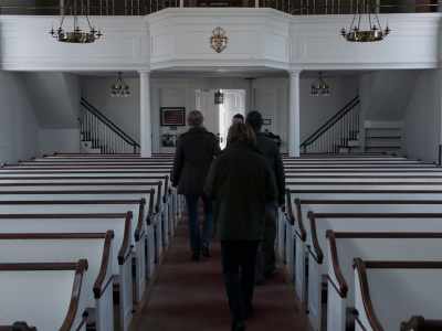 If you look closely behind
the Continental Army Flag, - First Reformed