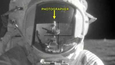 If we look next to the astronaut
taking the picture, - American Moon