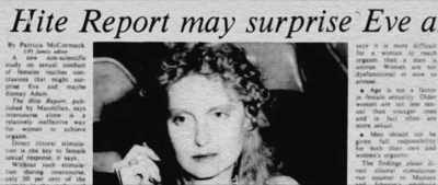 If there has been a
backlash to your report - The Disappearance of Shere Hite